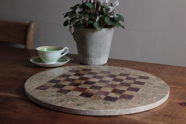 Solid Marble Multi-Coloured Heavy ROUND Chess Board - Image 9