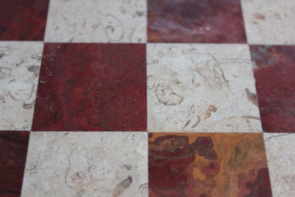 Solid Marble Red and Fawn Heavy SQUARE Chess Board - Image 3