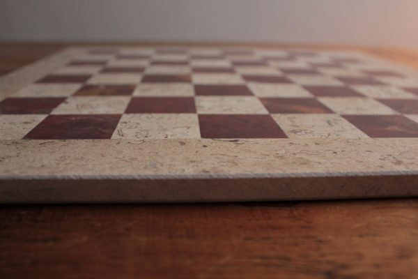 Solid Marble Red and Fawn Heavy SQUARE Chess Board