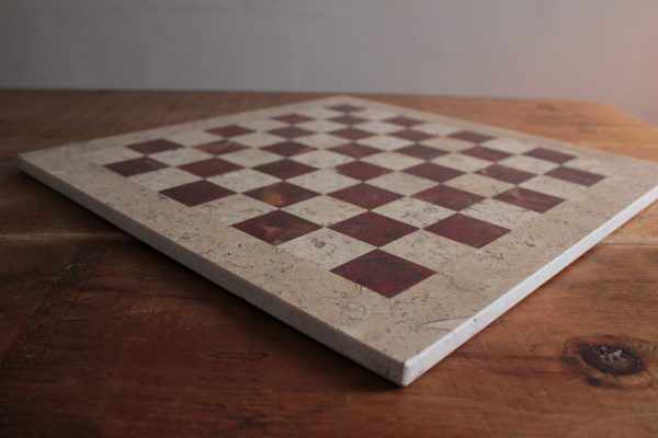 Solid Marble Red and Fawn Heavy SQUARE Chess Board - Image 4