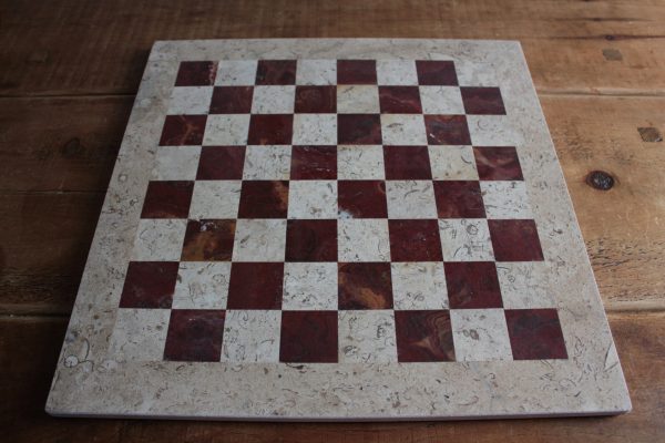 Solid Marble Red and Fawn Heavy SQUARE Chess Board - Image 7