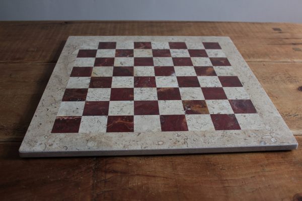 Solid Marble Red and Fawn Heavy SQUARE Chess Board - Image 8