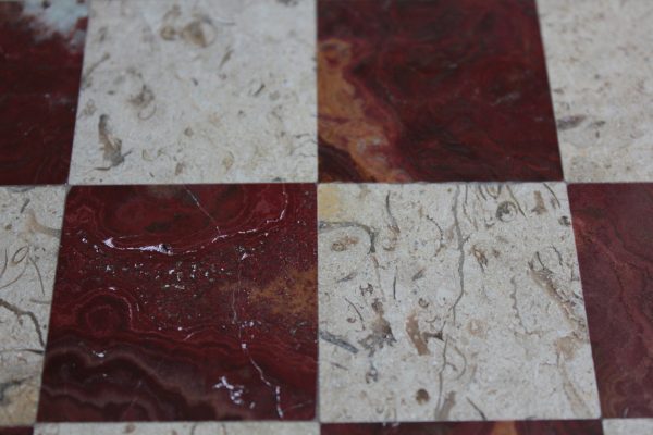Solid Marble Red and Fawn Heavy SQUARE Chess Board - Image 11