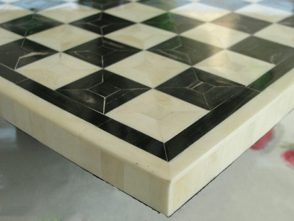 Superb BONE Chess Board - Black and White 1.9 inch Squares