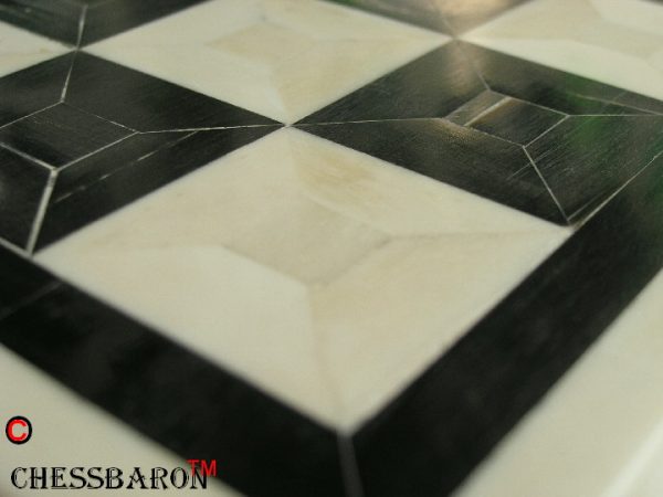 Superb Bone Chess Board Black White 2.1 inch Squares - Image 3