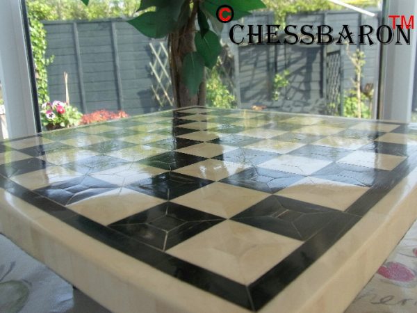 Superb Bone Chess Board Black White 2.1 inch Squares - Image 6