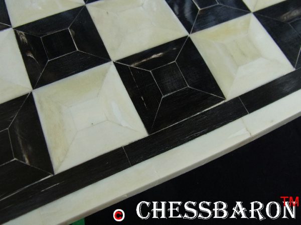Superb Bone Chess Board Black White 2.1 inch Squares - Image 10