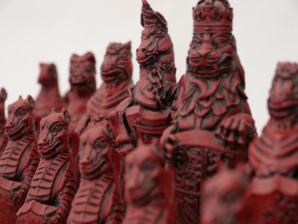 Berkeley Chess Ltd - Royal Beasts Chess Set - Ivory and Red