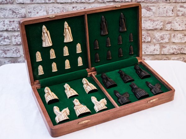 Berkeley Chess - Isle of Lewis Chess - Ivory and Brown - with Case Board