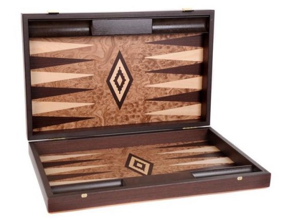 Manopoulos Burl Walnut Backgammon - 60cm x 48cm