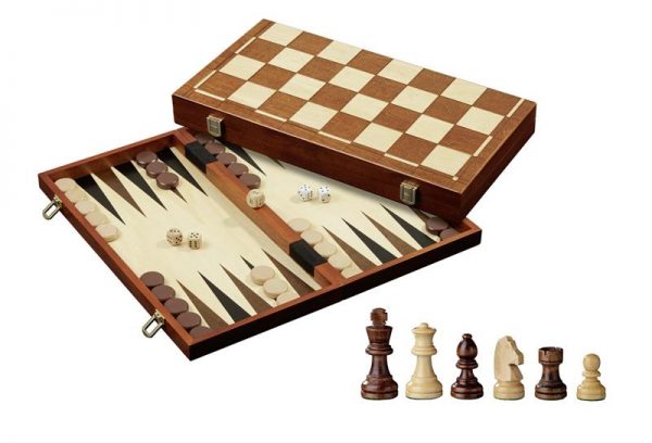 Large Chess, Backgammon and Draughts Combo - 16 inch