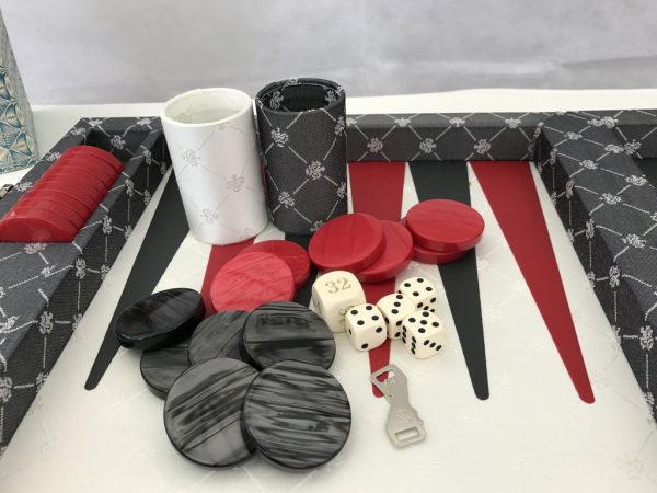 Dal Negro Backgammon - in Plush Grey Fabric 70cm - Image 8