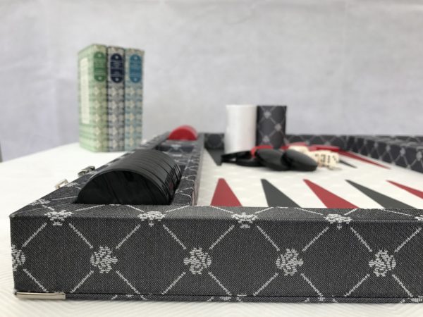 Dal Negro Backgammon - in Plush Grey Fabric 70cm - Image 9