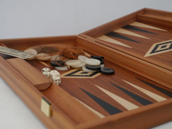 Manopoulos Backgammon - in Mahogany with Wenge and Oak Points - 60cm - Image 2