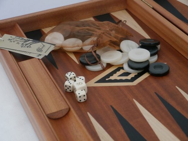 Manopoulos Backgammon - in Mahogany with Wenge and Oak Points - 60cm - Image 4