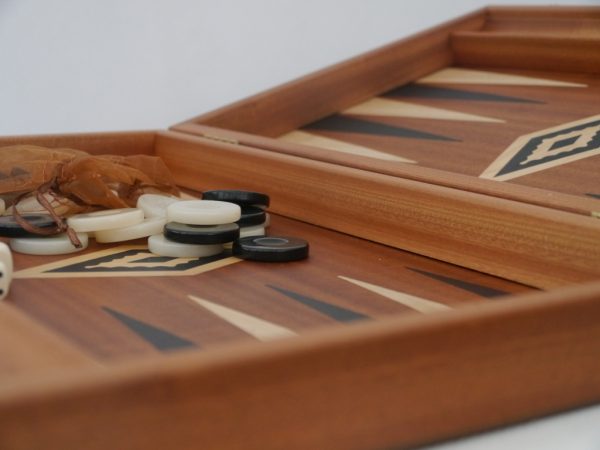Manopoulos Backgammon - in Mahogany with Wenge and Oak Points - 60cm - Image 9