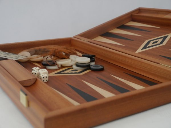 Manopoulos Backgammon - in Mahogany with Wenge and Oak Points - 60cm - Image 10