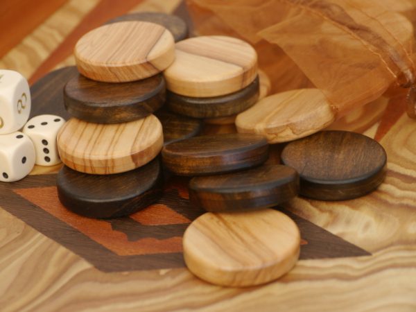 Manopoulos Backgammon - Olive Burl - Wenge and Mahogany Points - 60cm - Image 5