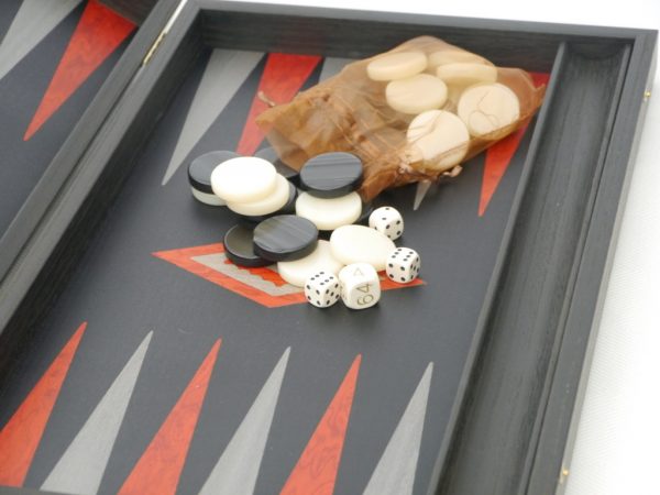 Manopoulos Backgammon - Black Oak - Red Burl and Grey Points - 60cm - Image 3