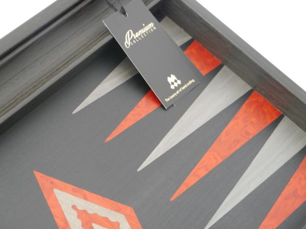 Manopoulos Backgammon - Black Oak - Red Burl and Grey Points - 60cm - Image 4
