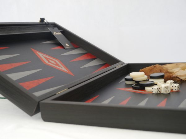 Manopoulos Backgammon - Black Oak - Red Burl and Grey Points - 60cm - Image 5