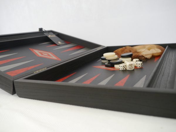 Manopoulos Backgammon - Black Oak - Red Burl and Grey Points - 60cm - Image 7