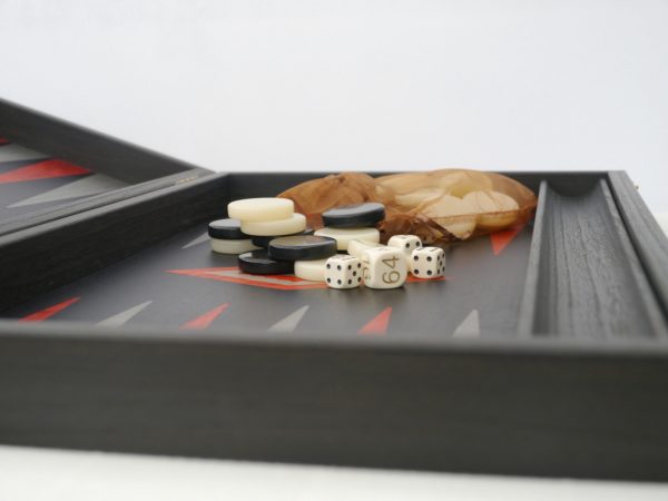Manopoulos Backgammon - Black Oak - Red Burl and Grey Points - 60cm - Image 8