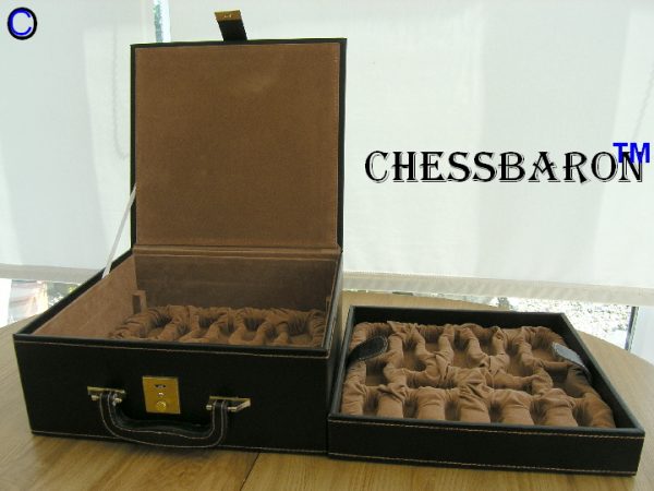 Chess Case in Leather - Double Queens - to 4.75 inch King - Image 15