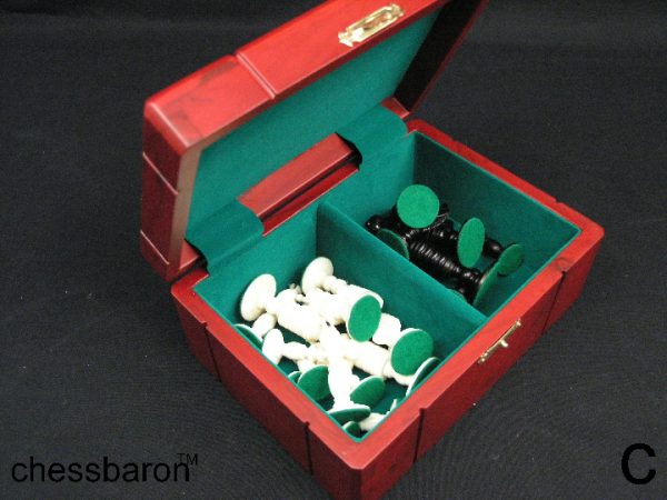 Chess Box (9 x 6 x 4) in RED Solid Wood with Felt Lined Interior - Image 3