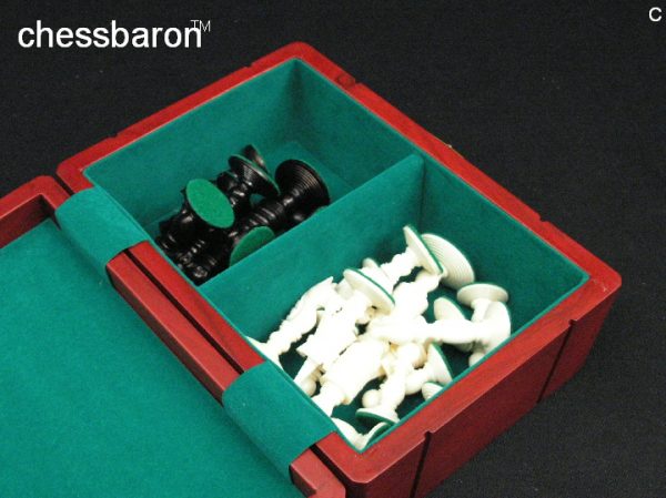 Chess Box (9 x 6 x 4) in RED Solid Wood with Felt Lined Interior - Image 5