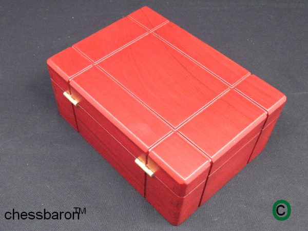 Chess Box (9 x 6 x 4) in RED Solid Wood with Felt Lined Interior - Image 6