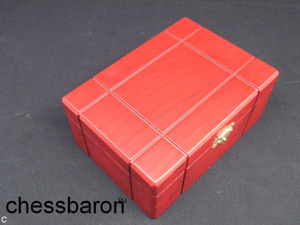 Chess Box (9 x 6 x 4) in RED Solid Wood with Felt Lined Interior - Image 7
