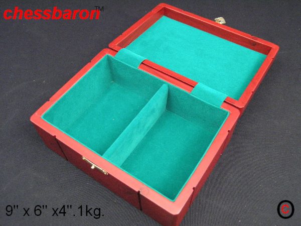 Chess Box (9 x 6 x 4) in RED Solid Wood with Felt Lined Interior - Image 11