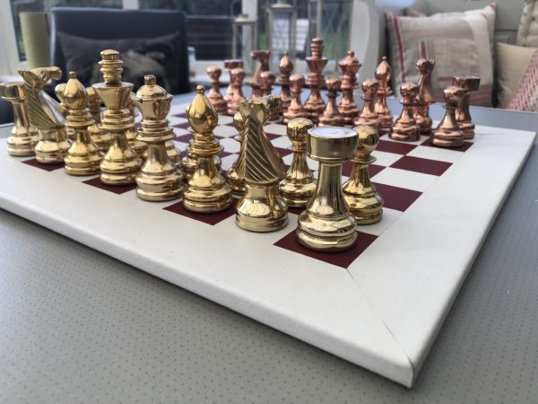 Metal Chess on Leather Board Complete Chess Set - Image 4