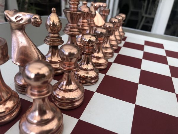 Metal Chess on Leather Board Complete Chess Set - Image 9