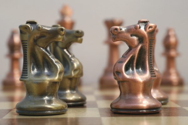 Metal Chess Set with Bronze and Copper Finish