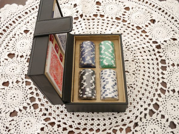 Poker Set with High Quality Playing Cards, Dice and Chips in Leather Case - Image 10