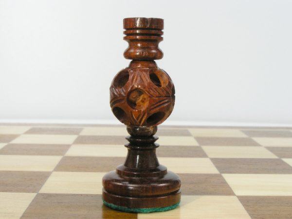 Concentric ball bud rosewood King 3.5 inch Chess Set - Image 6