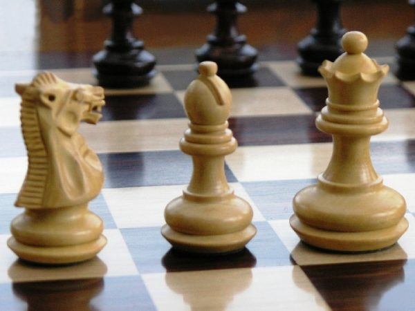 Small Triple Weight Felted Staunton Chess Pieces in Rosewood