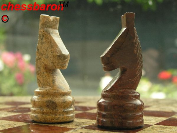 Fossil and Coral Chess Set with Solid Round Marble Board - Image 4