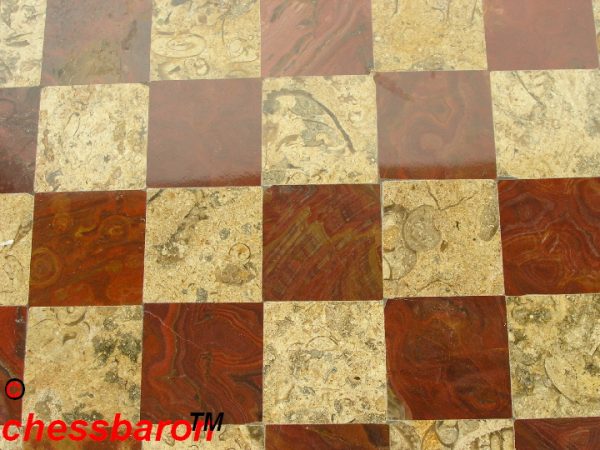 Fossil and Coral Chess Set with Solid Round Marble Board - Image 5
