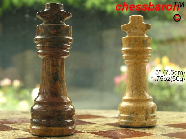 Fossil and Coral Chess Set with Solid Round Marble Board - Image 10