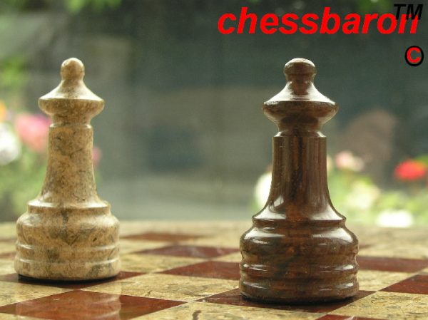 Fossil and Coral Chess Set with Solid Round Marble Board - Image 11