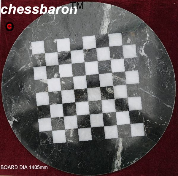 Zebra Marble Chess Set - Round Solid Marble Board and Case Included - Very Heavy - Image 4