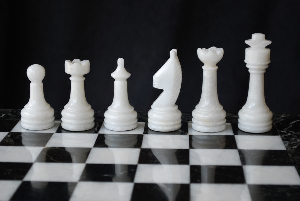 Zebra Marble Chess Set - Round Solid Marble Board and Case Included - Very Heavy - Image 7