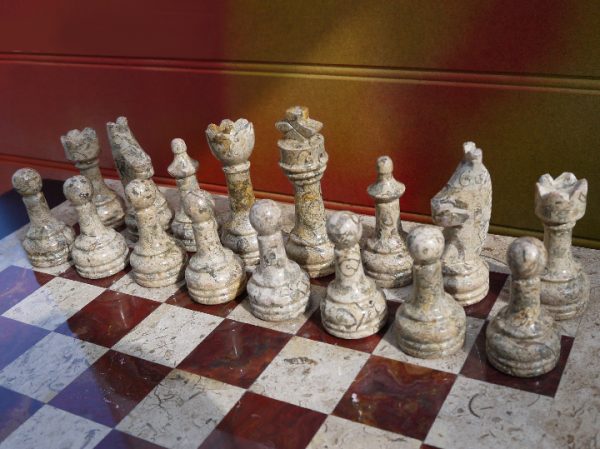 Fossil and Coral Chess Set with Beautiful 16 Inch Marble Chess Board - Image 4