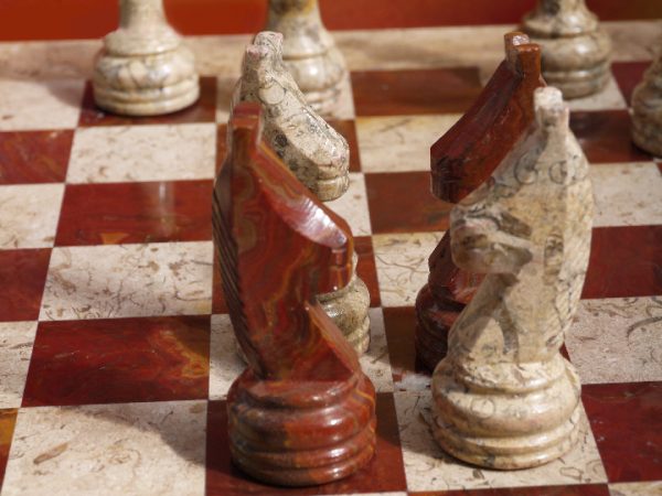 Fossil and Coral Chess Set with Beautiful 16 Inch Marble Chess Board - Image 5