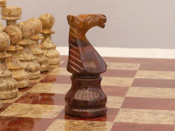 Coral and Red Marble Chess Set with Marble Board