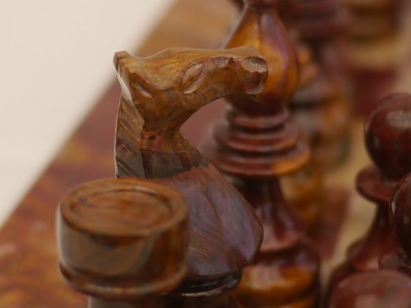 Coral and Red Marble Chess Set with Marble Board - Image 3