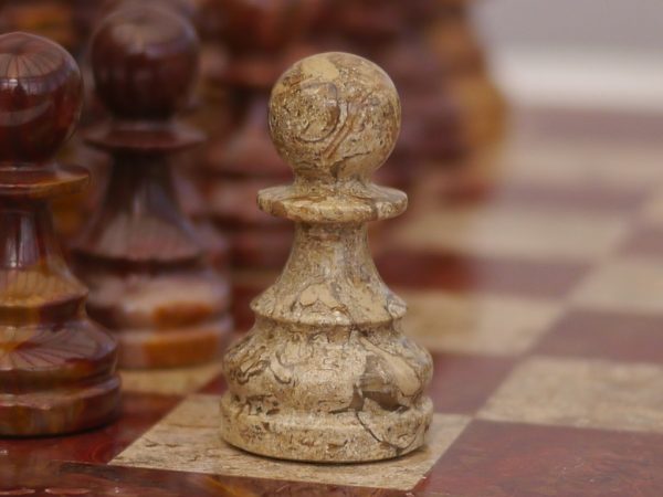 Coral and Red Marble Chess Set with Marble Board - Image 5
